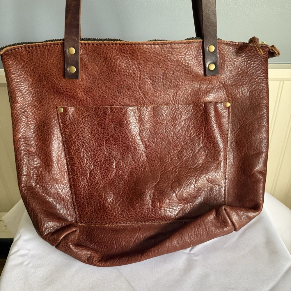 Portland Leather Almost Perfect Medium Leather Tote Bag Purse Nutmeg Brown